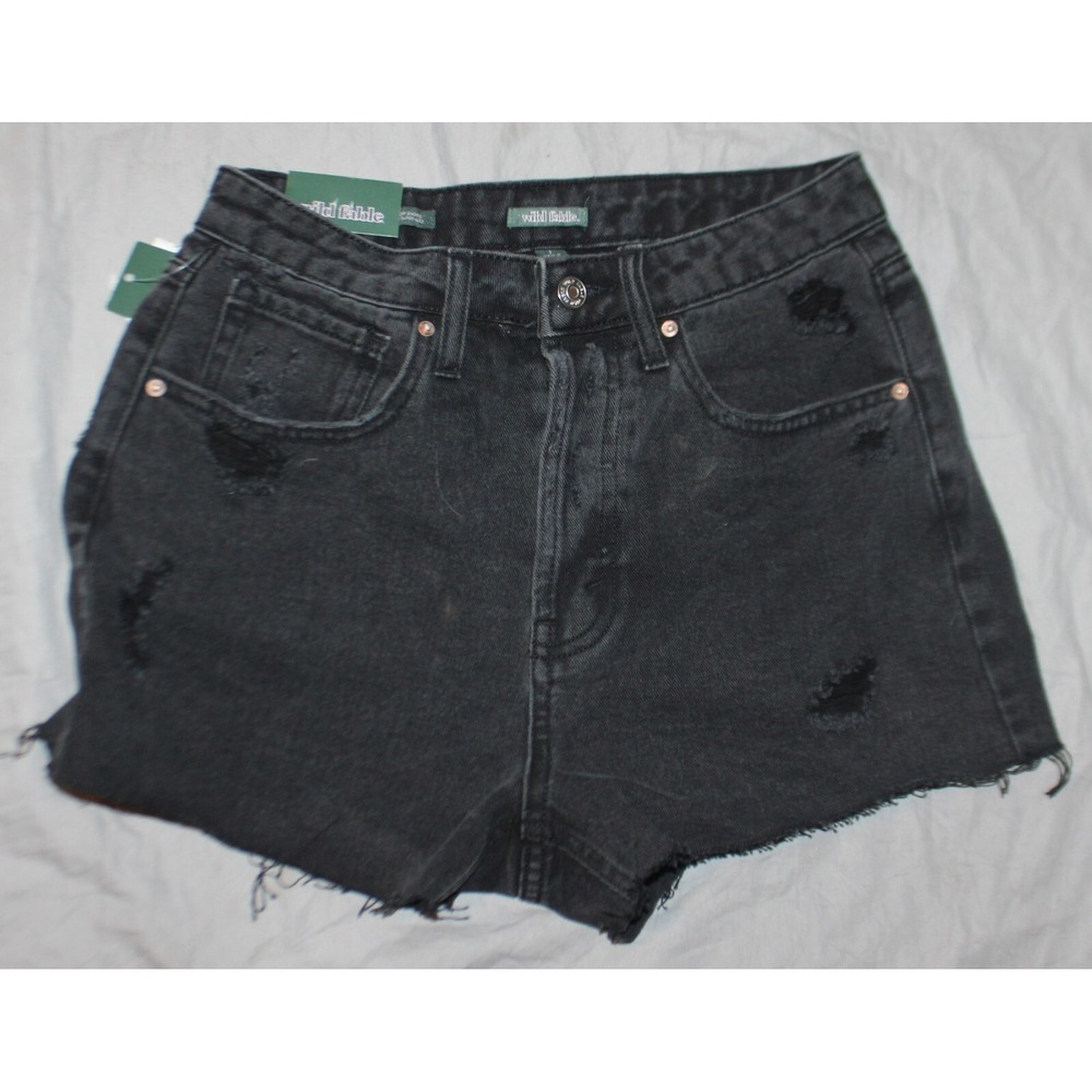 Wild Fable Women's Super-High Rise Cut-Off Jean Shorts Black- Size 8
